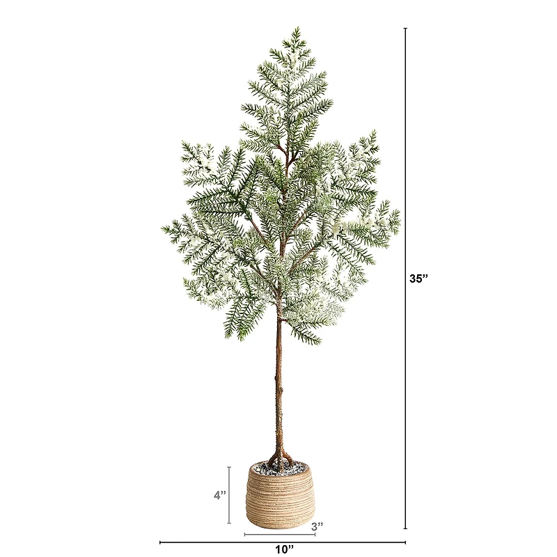 Nearly Natural Frosted In Planter 3 Foot Pine Christmas Tree