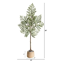 Nearly Natural Frosted In Planter 3 Foot Pine Christmas Tree