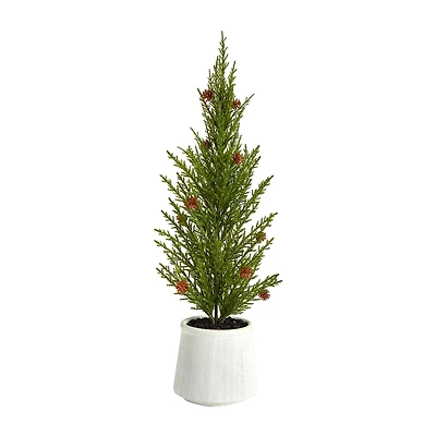 Nearly Natural Faux In Planter 2 Foot Cedar Christmas Tree