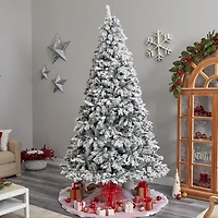 Nearly Natural Flocked Mountain Faux 9 Foot Pre-Lit Pine Christmas Tree