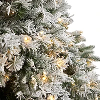 Nearly Natural Flocked Mixed Faux 10 Foot Pre-Lit Pine Christmas Tree