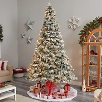 Nearly Natural Flocked Mixed Faux 10 Foot Pre-Lit Pine Christmas Tree