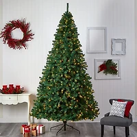 Nearly Natural Faux 10 Foot Pre-Lit Christmas Tree
