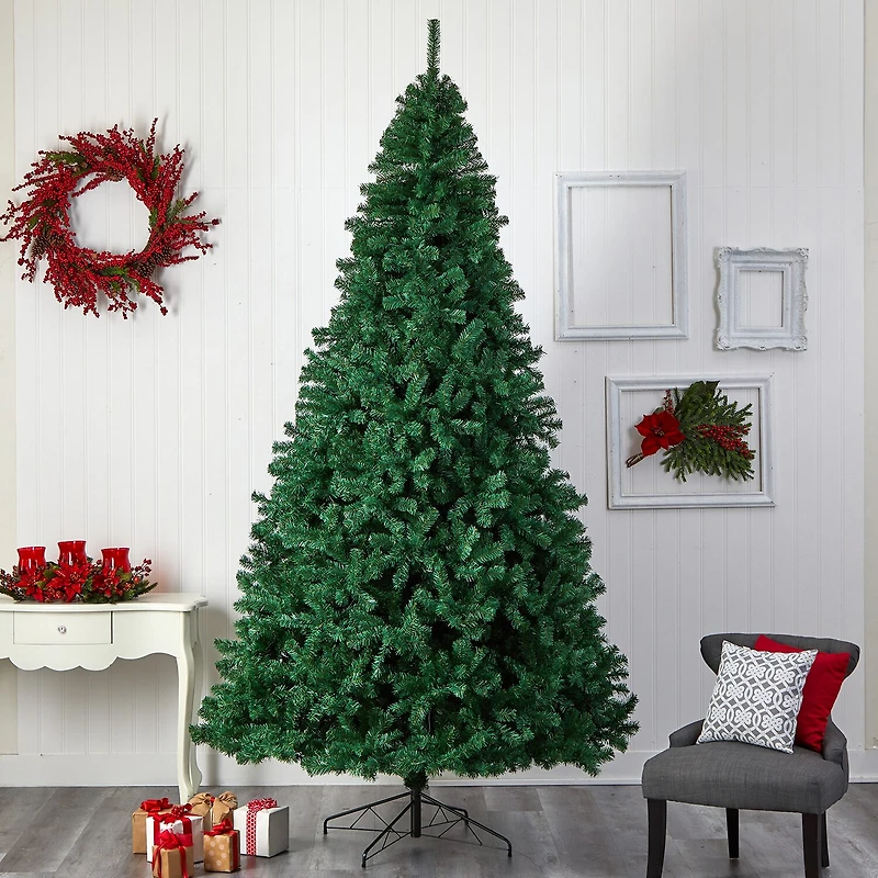 Nearly Natural Faux 10 Foot Pre-Lit Christmas Tree