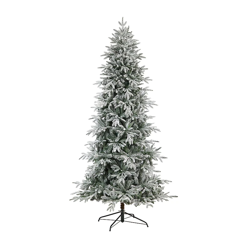 Nearly Natural Flocked Faux 8 1/2 Foot Pre-Lit Spruce Christmas Tree