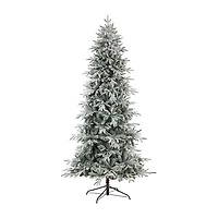 Nearly Natural Flocked Faux 8 1/2 Foot Pre-Lit Spruce Christmas Tree