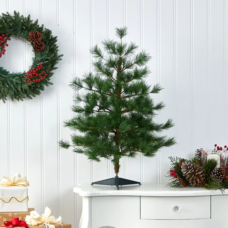 Nearly Natural Faux 3 Foot Pine Christmas Tree