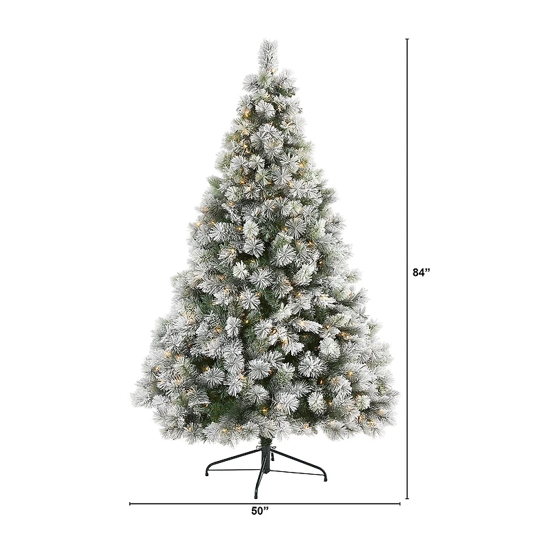 Nearly Natural Faux 7 Foot Pre-Lit Pine Christmas Tree