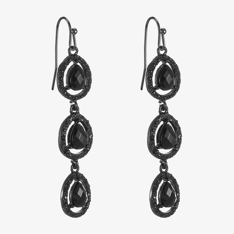 Mixit Womens Black Drop Earrings