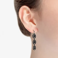 Mixit Womens Black Drop Earrings