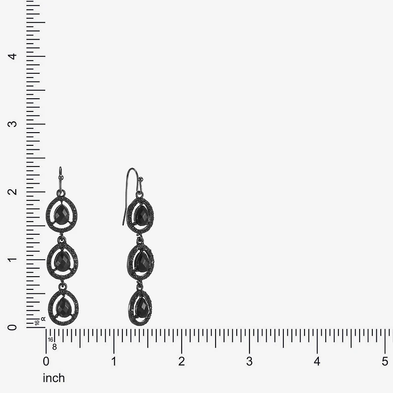 Mixit Womens Black Drop Earrings