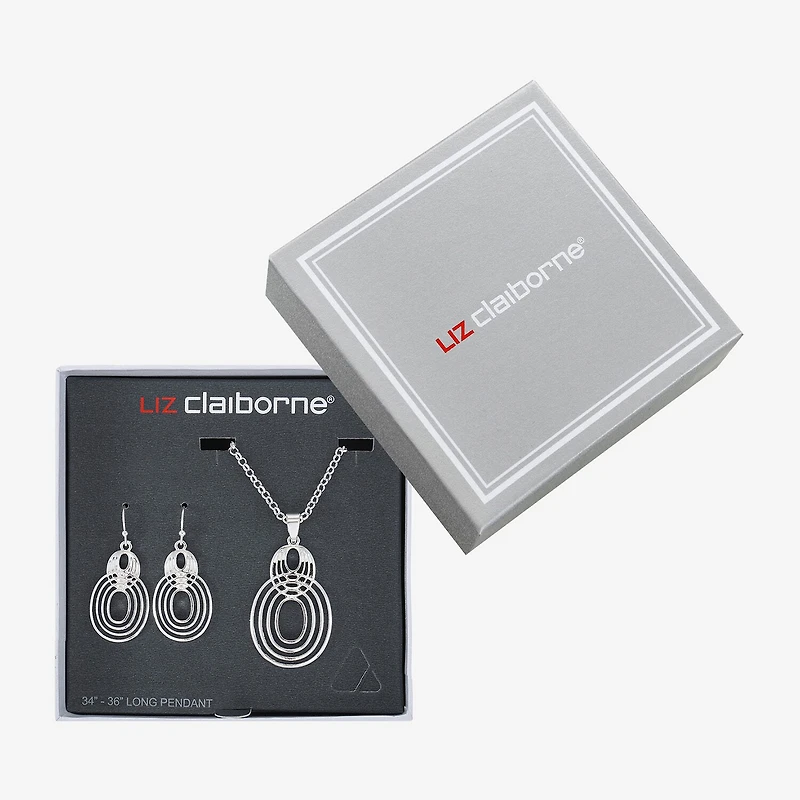 Liz Claiborne Open Work Pendant Necklace And Drop Earring Womens 2-pc. Jewelry Set
