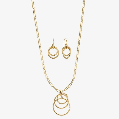 Liz Claiborne Pendant Necklace And Drop Earring Womens Round 2-pc. Jewelry Set