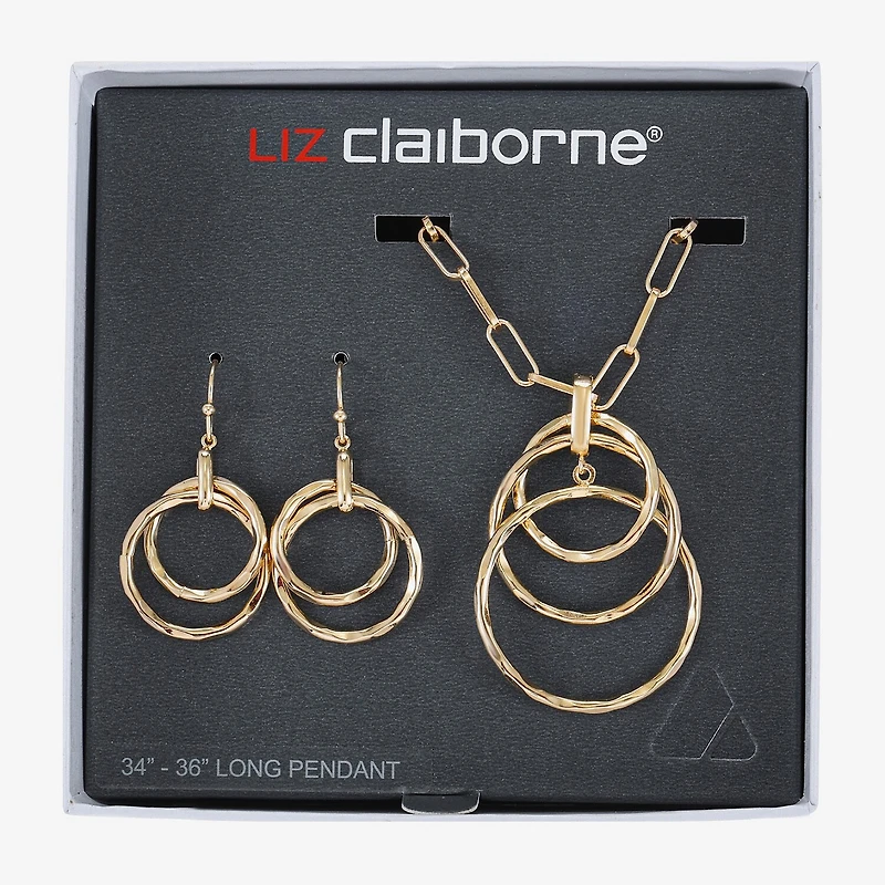 Liz Claiborne Pendant Necklace And Drop Earring Womens Round 2-pc. Jewelry Set