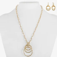 Liz Claiborne Pendant Necklace And Drop Earring Womens Round 2-pc. Jewelry Set