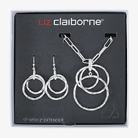 Liz Claiborne Pendant Necklace And Drop Earring Womens Round 2-pc. Jewelry Set
