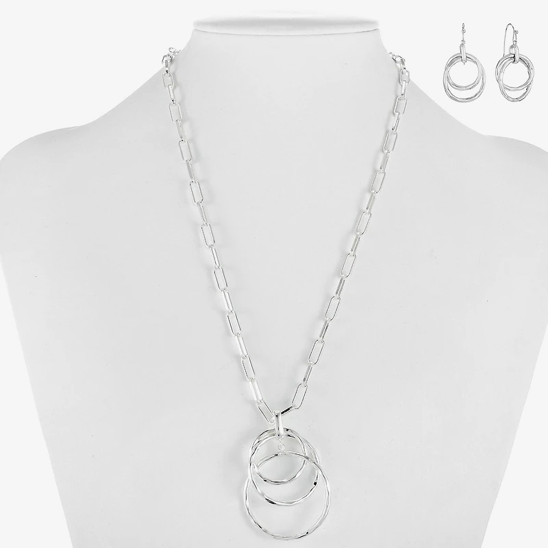 Liz Claiborne Pendant Necklace And Drop Earring Womens Round 2-pc. Jewelry Set