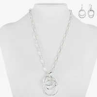 Liz Claiborne Pendant Necklace And Drop Earring Womens Round 2-pc. Jewelry Set