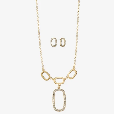 Liz Claiborne Y Necklace And Stud Earring Womens Glass Hypoallergenic 2-pc. Jewelry Set