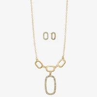 Liz Claiborne Y Necklace And Stud Earring Womens Glass Hypoallergenic 2-pc. Jewelry Set