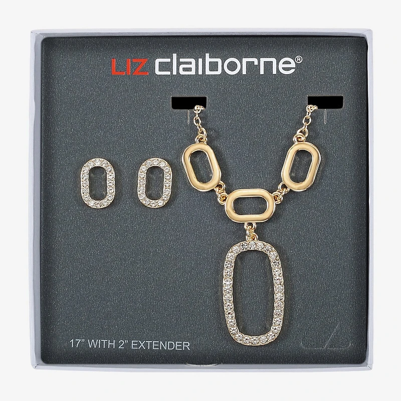 Liz Claiborne Y Necklace And Stud Earring Womens Glass Hypoallergenic 2-pc. Jewelry Set