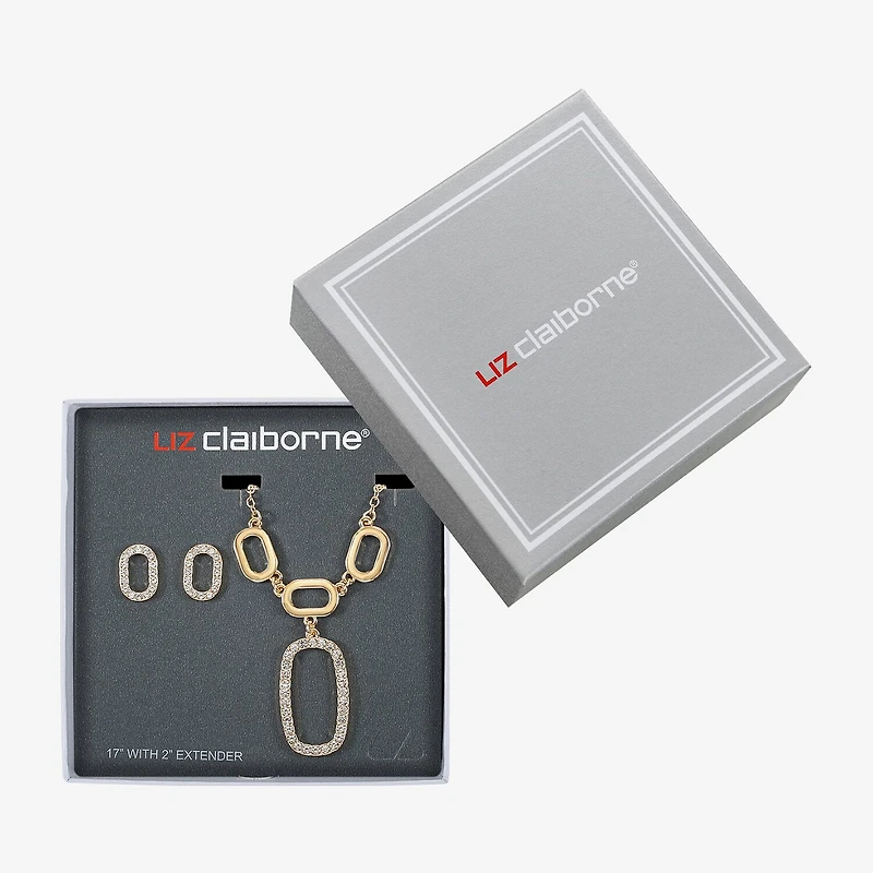 Liz Claiborne Y Necklace And Stud Earring Womens Glass Hypoallergenic 2-pc. Jewelry Set