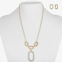 Liz Claiborne Y Necklace And Stud Earring Womens Glass Hypoallergenic 2-pc. Jewelry Set