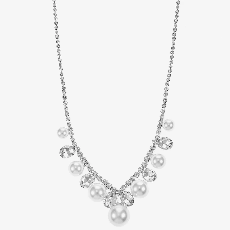 Monet Jewelry Timeless Silver Tone Womens 17 Inch Collar Necklace