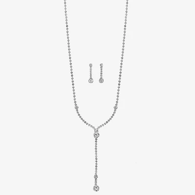 Monet Jewelry Timeless Silver Tone Lariant Necklace And Drop Earring Womens Glass 2-pc. Jewelry Set