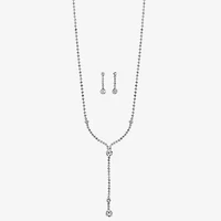 Monet Jewelry Timeless Silver Tone Lariant Necklace And Drop Earring Womens Glass 2-pc. Jewelry Set