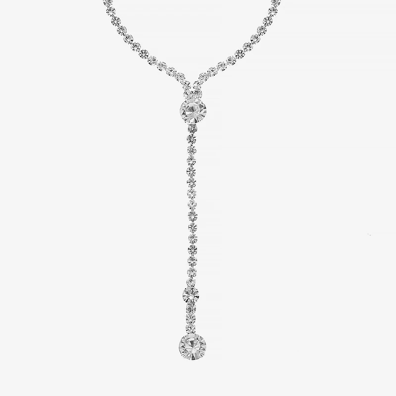 Monet Jewelry Timeless Silver Tone Lariant Necklace And Drop Earring Womens Glass 2-pc. Jewelry Set