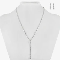 Monet Jewelry Timeless Silver Tone Lariant Necklace And Drop Earring Womens Glass 2-pc. Jewelry Set