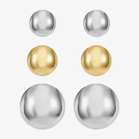 Liz Claiborne Two Tone Stud Womens Hypoallergenic 3 Pair Earring Set