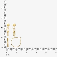 Liz Claiborne Gold Tone; Stud; Drop And Hoop Womens Hypoallergenic 3 Pair Earring Set