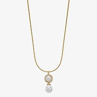 Monet Jewelry Womens Glass Simulated Pearl Round 17 Inch Pendant Necklace