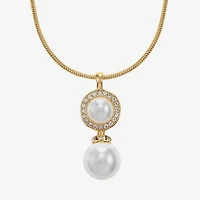 Monet Jewelry Womens Glass Simulated Pearl Round 17 Inch Pendant Necklace
