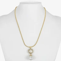 Monet Jewelry Womens Glass Simulated Pearl Round 17 Inch Pendant Necklace