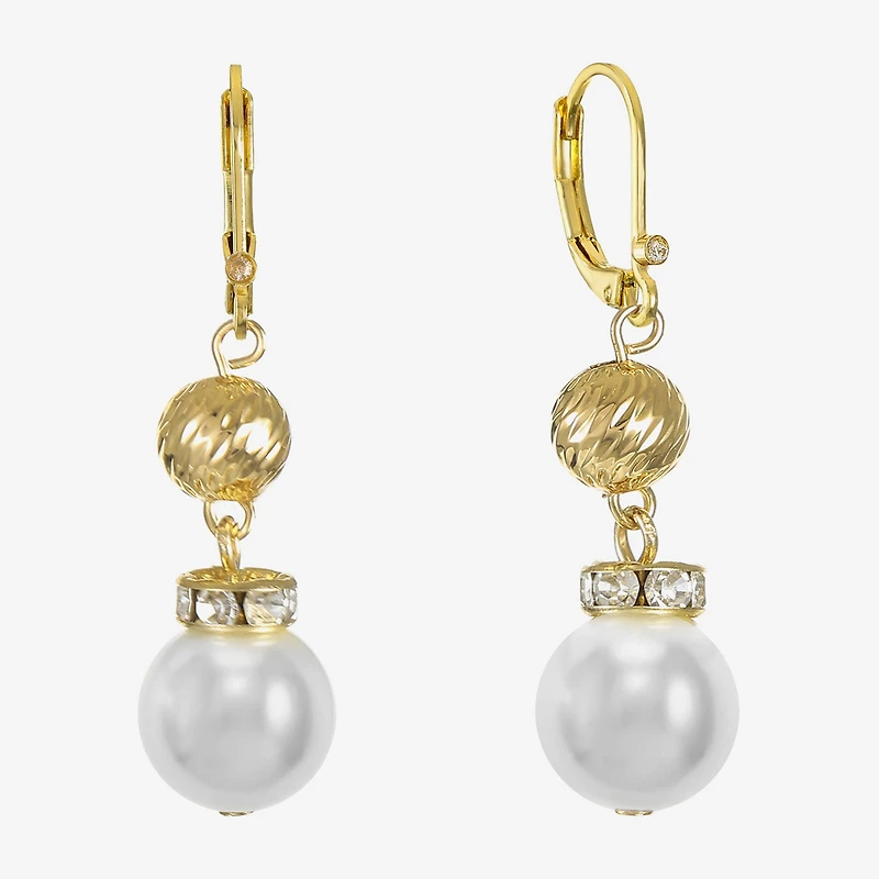 Monet Jewelry Womens Glass Simulated Pearl Round Drop Earrings