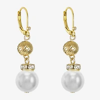 Monet Jewelry Womens Glass Simulated Pearl Round Drop Earrings