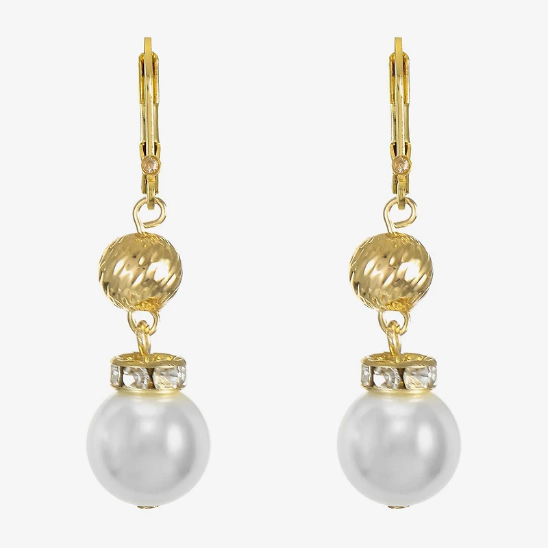 Monet Jewelry Womens Glass Simulated Pearl Round Drop Earrings