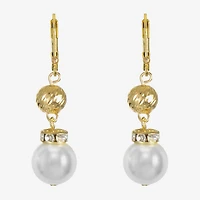 Monet Jewelry Womens Glass Simulated Pearl Round Drop Earrings