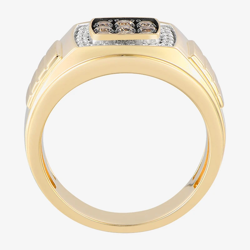 Mens 3/4 CT. T.W. Natural Champagne Diamond 10K Gold Fashion Ring