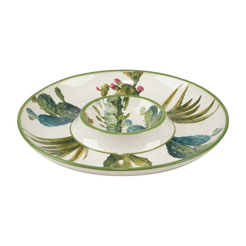 Certified International Cactus Verde Earthenware Chip & Dip Set