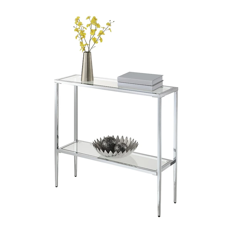 Convenience Concepts Nadia Glass Top Metal Console Table