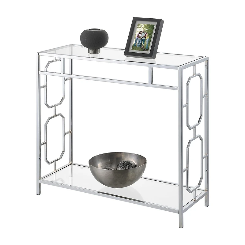 Convenience Concepts Omega Glass Top Metal Console Table