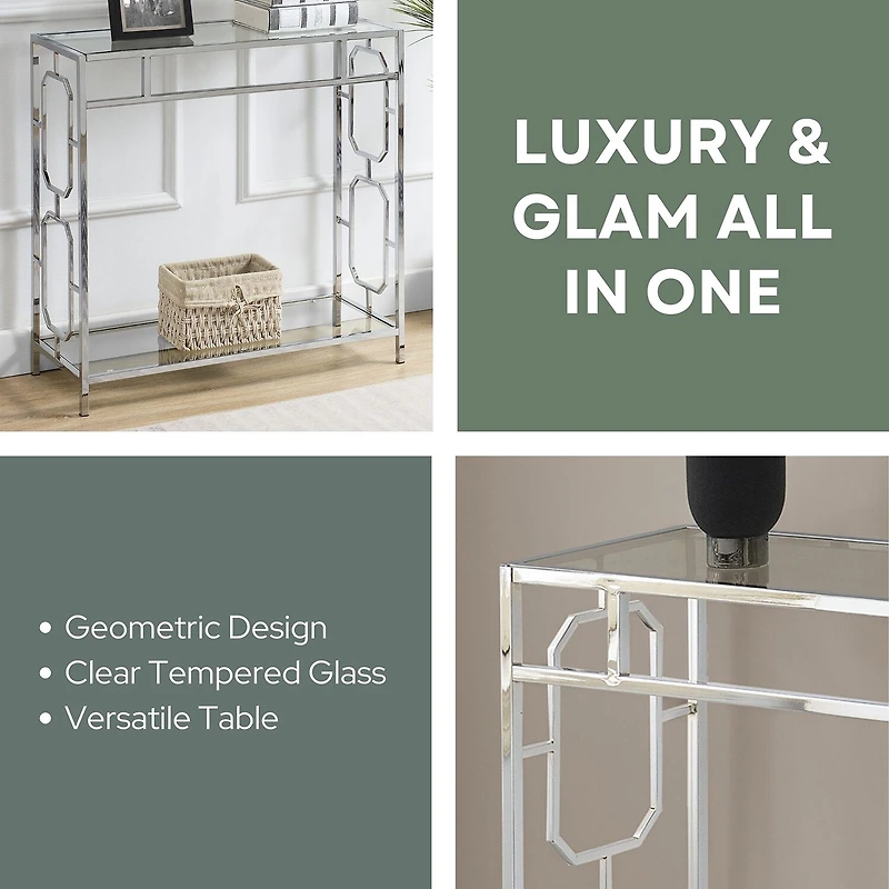 Convenience Concepts Omega Glass Top Metal Console Table