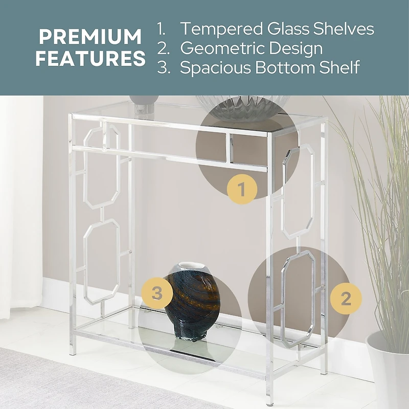 Convenience Concepts Omega Glass Top Metal Console Table