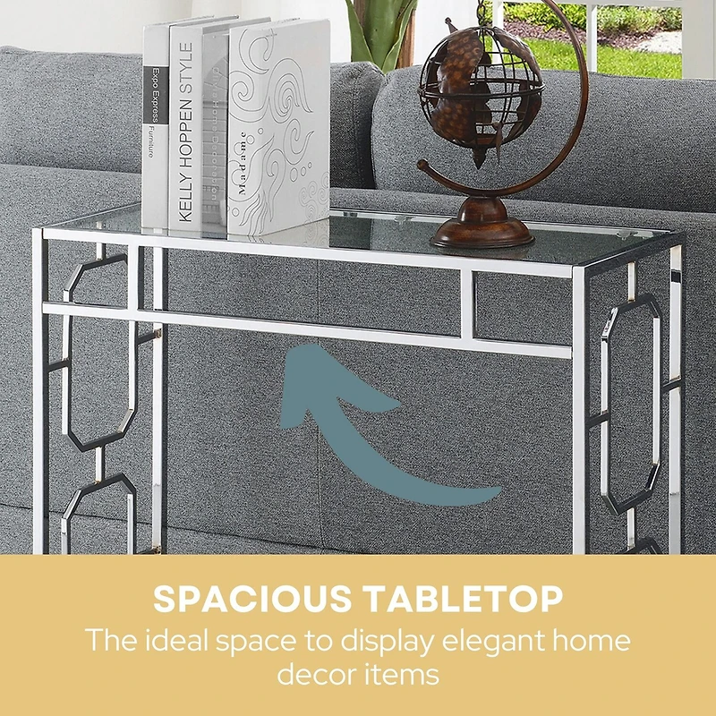 Convenience Concepts Omega Glass Top Metal Console Table