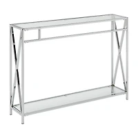 Convenience Concepts Oxford Glass Top Metal Console Table