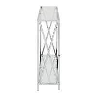 Convenience Concepts Oxford Glass Top Metal Console Table